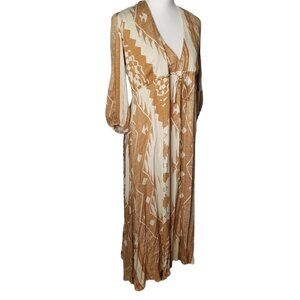 VaVa By Joy Han Freya Tan White Bohemian Drawstring Waist Maxi Dress Sma…